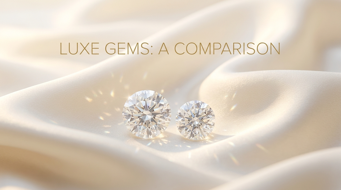 Moissanite versus diamant vergeleken op crème zijde