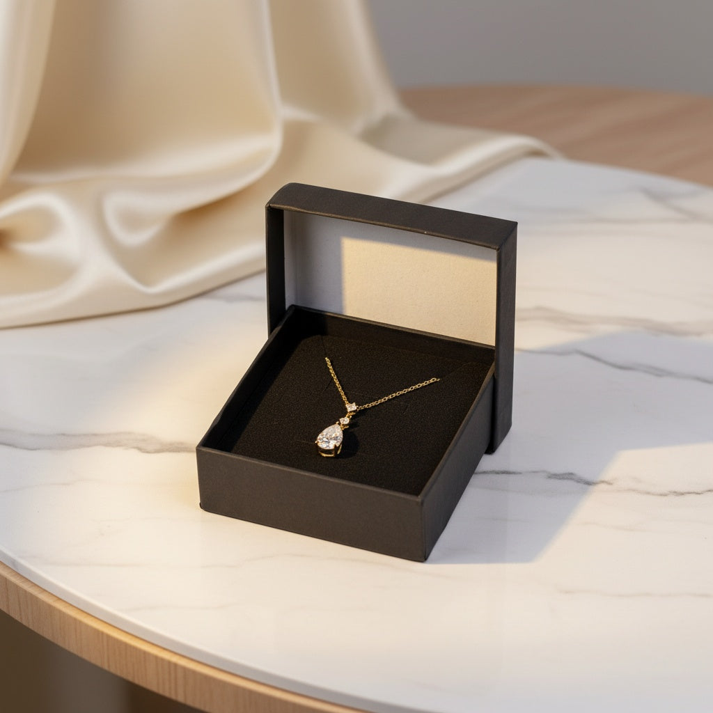 Titanix Ketting Dames – 925 Sterling Zilver, 18k Goudverguld – 2 Karaat Moissanite (Lab-Diamant) met GRA-Certificaat – Luxe grote steen