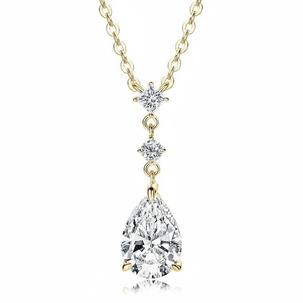 Titanix Ketting Dames – 925 Sterling Zilver, 18k Goudverguld – 2 Karaat Moissanite (Lab-Diamant) met GRA-Certificaat – Luxe grote steen