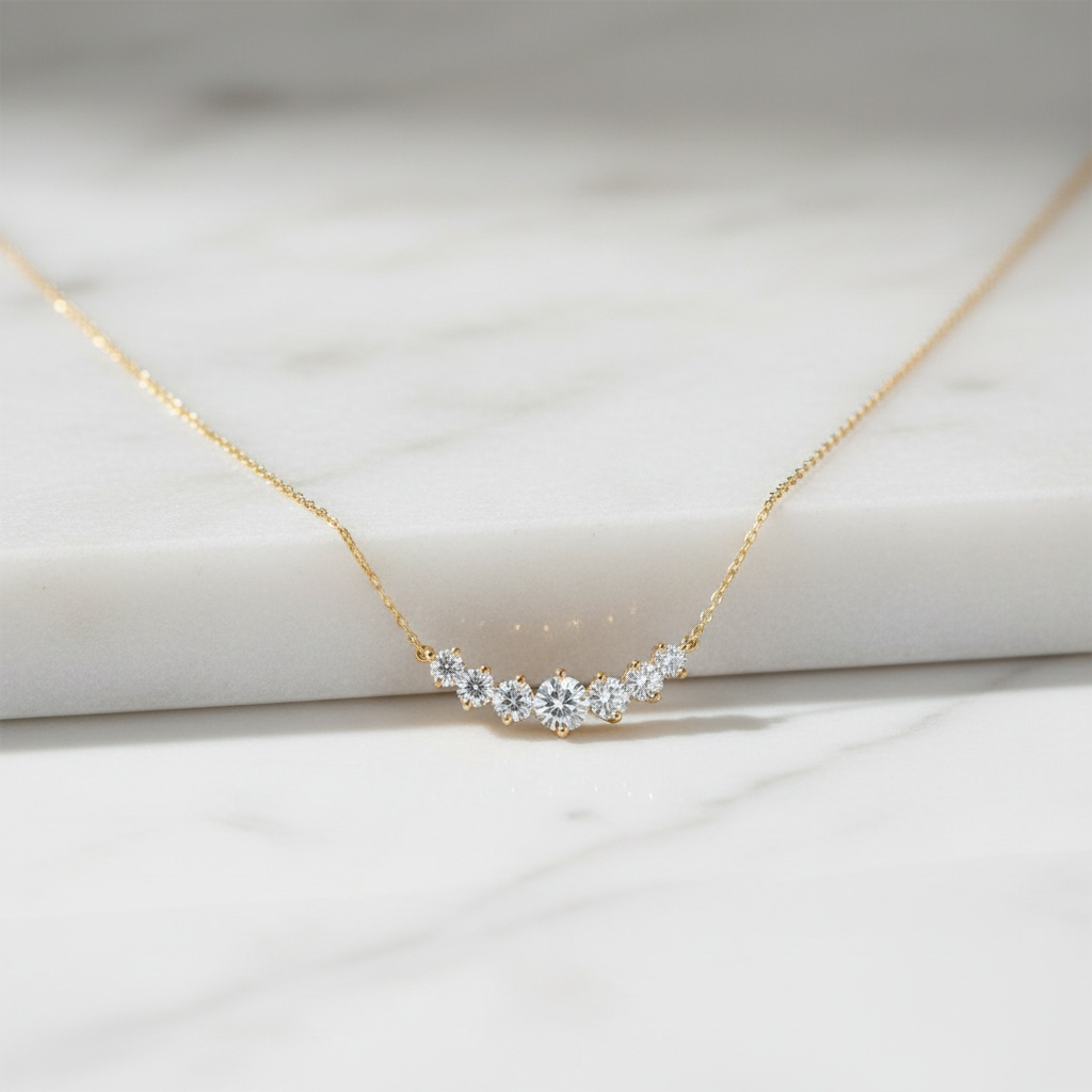 Titanix 925 Sterling zilver 18k goud gecoate Ketting met 1.7 karaat Moissanites (lab diamanten) – Met GRA Certificaat