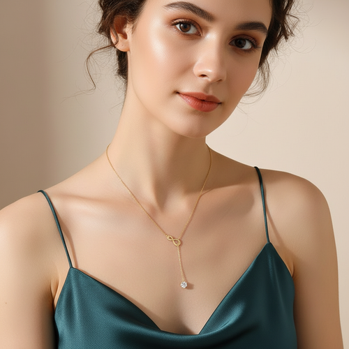 1 karaat moissanite (lab diamant) ketting | 925 sterling zilver, Y-lariat ketting, 18k goudverguld