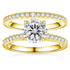 Titanix Dames Ring Set – 2 Karaat Moissanite (Lab-Diamant) met GRA-certificaat – 925 Sterling Zilver – 18k Goud Verguld – Bridal Set –17.25 mm / Maat 54