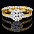 Titanix Dames Ring Set – 2 Karaat Moissanite (Lab-Diamant) met GRA-certificaat – 925 Sterling Zilver – 18k Goud Verguld – Bridal Set –17.25 mm / Maat 54