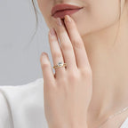 Titanix Dames Ring Set – 2 Karaat Moissanite (Lab-Diamant) met GRA-certificaat – 925 Sterling Zilver – 18k Goud Verguld – Bridal Set –17.25 mm / Maat 54