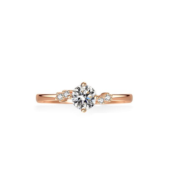 Zilveren Moissanite Solitaire Ring roségoudverguld – vooraanzicht