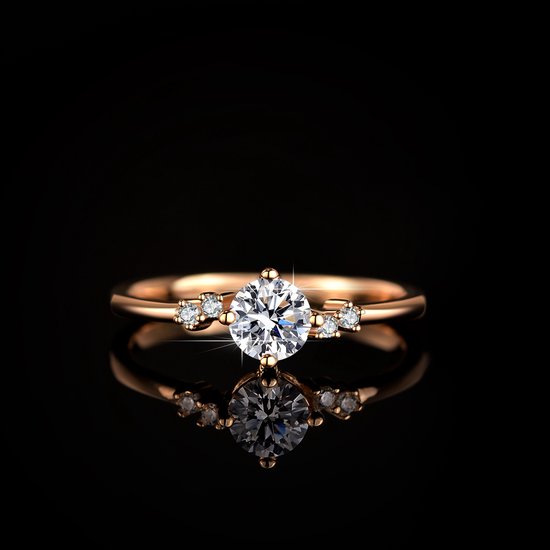 Zilveren Moissanite Solitaire Ring roségoudverguld – geleverd in geschenkdoosje