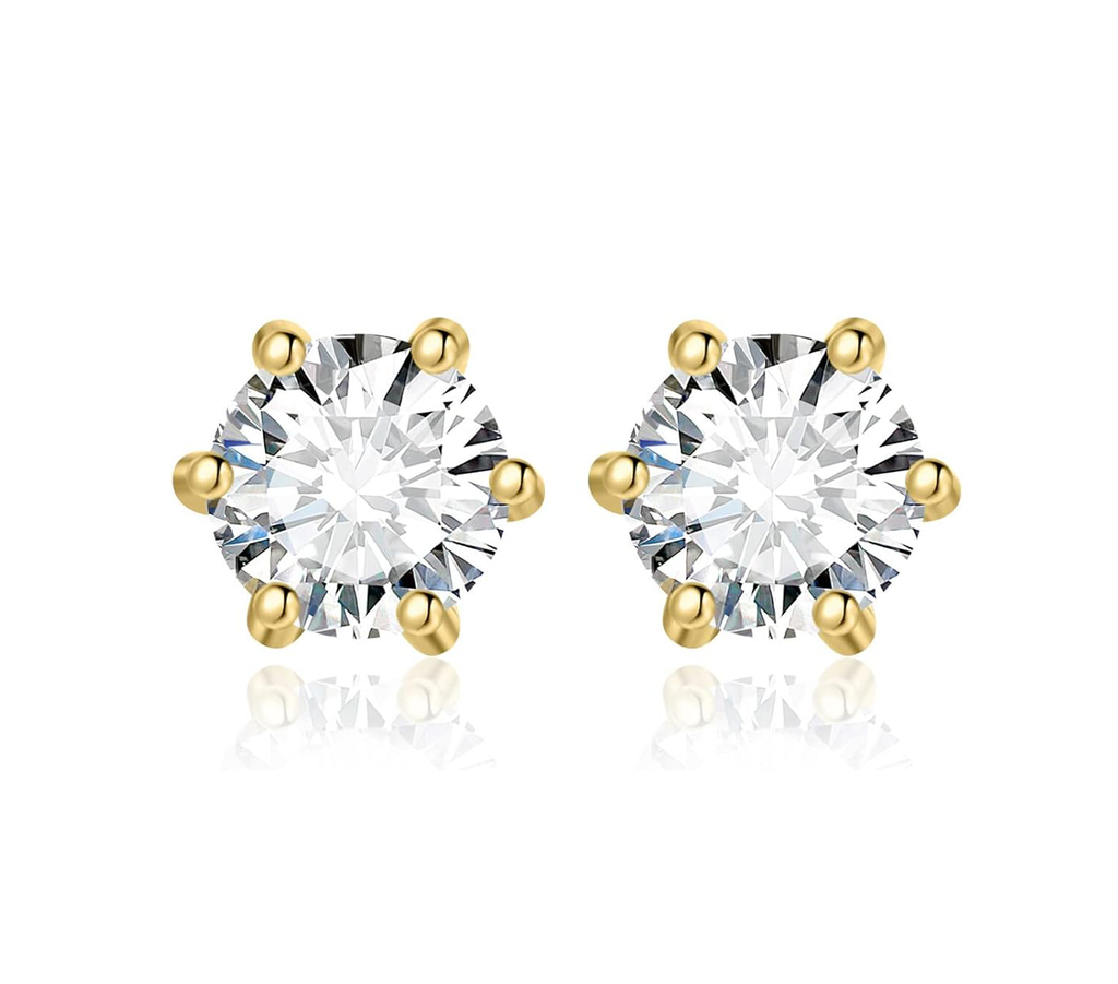 Titanix Oorbellen Dames – 925 Sterling Zilver, 18k Goud­verguld – 1 Karaat Moissanite (Lab-Diamant) met GRA-Certificaat – Luxe Klauw Oorbellen