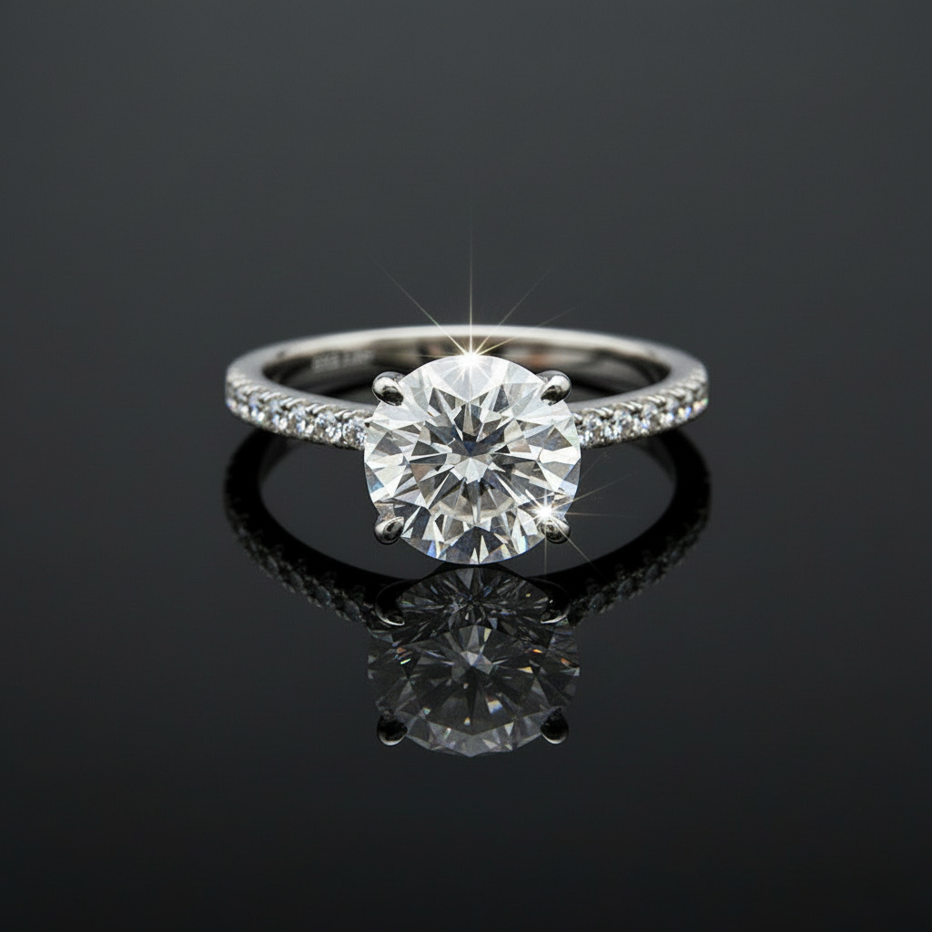 1 karaat moissanite (lab diamant) ring | 925 sterling zilver en witgoud verguld | Maat 17.25 mm/54