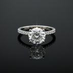 1 karaat moissanite (lab diamant) ring | 925 sterling zilver en witgoud verguld | Maat 17.25 mm/54