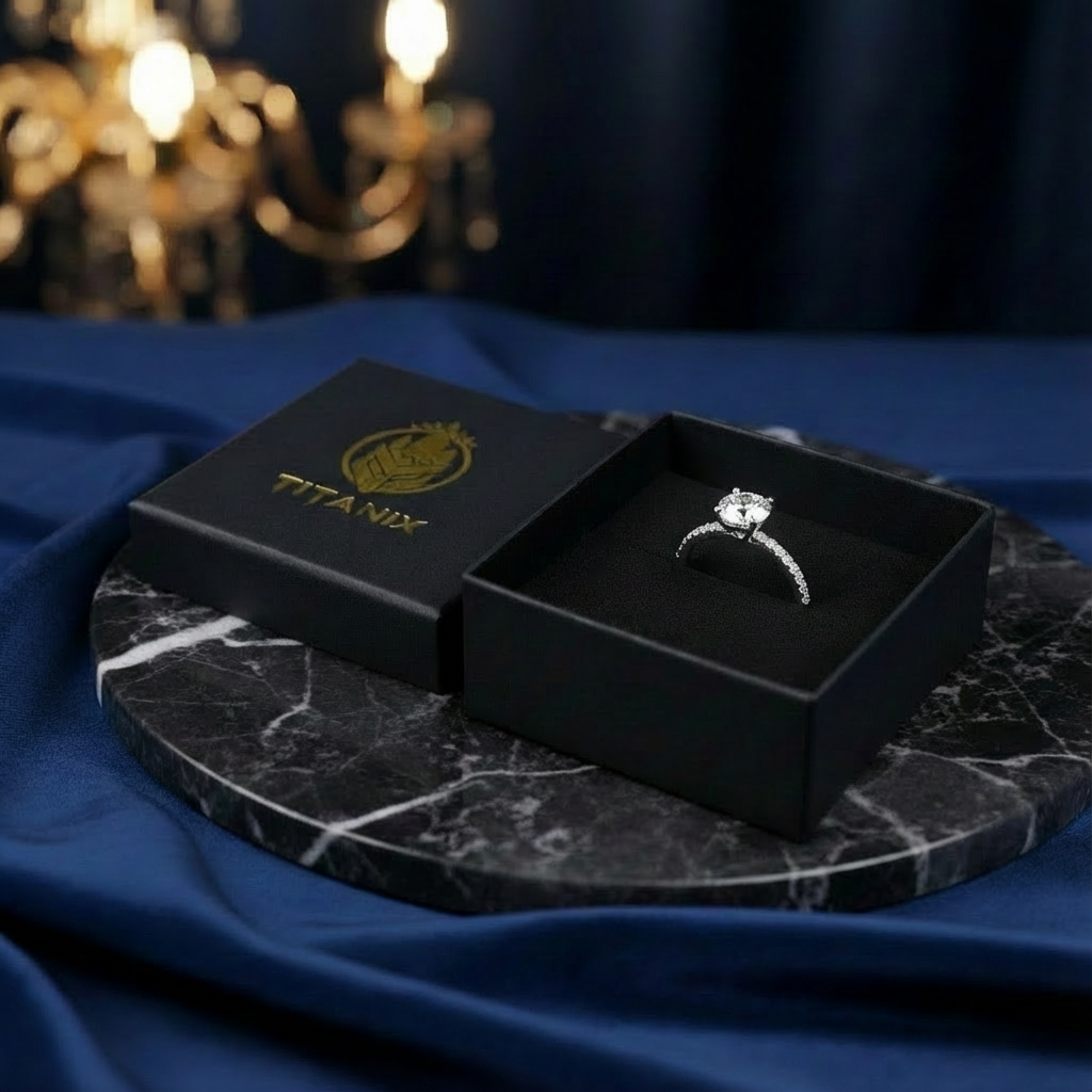 1 karaat moissanite (lab diamant) ring | 925 sterling zilver en witgoud verguld | Maat 17.25 mm/54