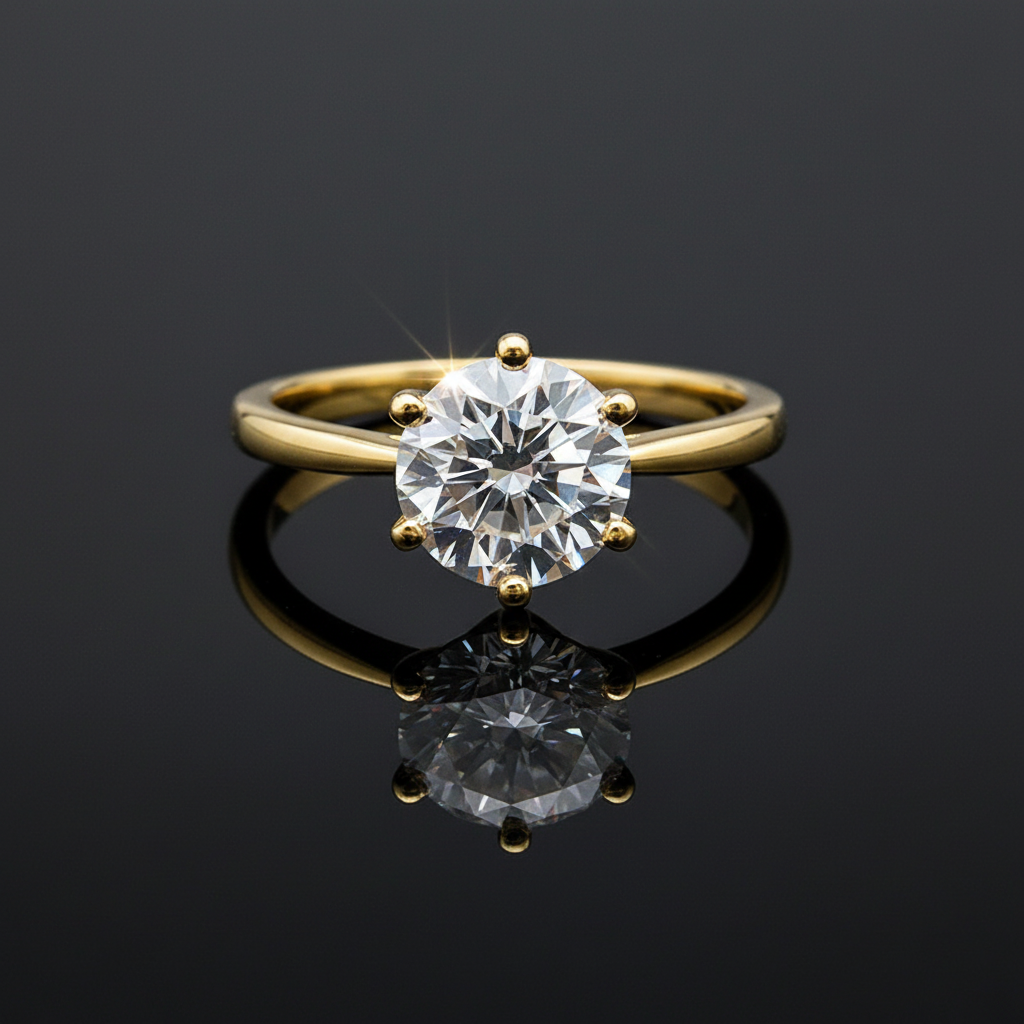1 karaat moissanite (lab diamant) ring | 925 sterling zilver en 18K goud verguld | Maat  17.25 mm/54