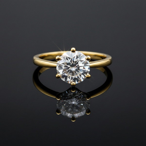 1 karaat moissanite (lab diamant) ring | 925 sterling zilver, 18k goudverguld | 17,25 mm / maat 54