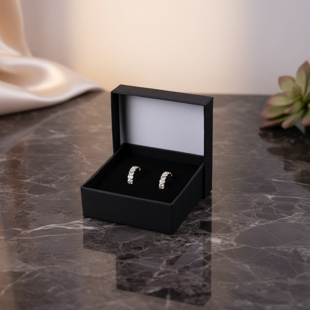 Titanix Oorbellen Dames – 925 Sterling Zilver, 18k Goudverguld – 2,76 Karaat Moissanite (Lab-Diamant) met GRA-Certificaat – Luxe Hoops Oorbellen