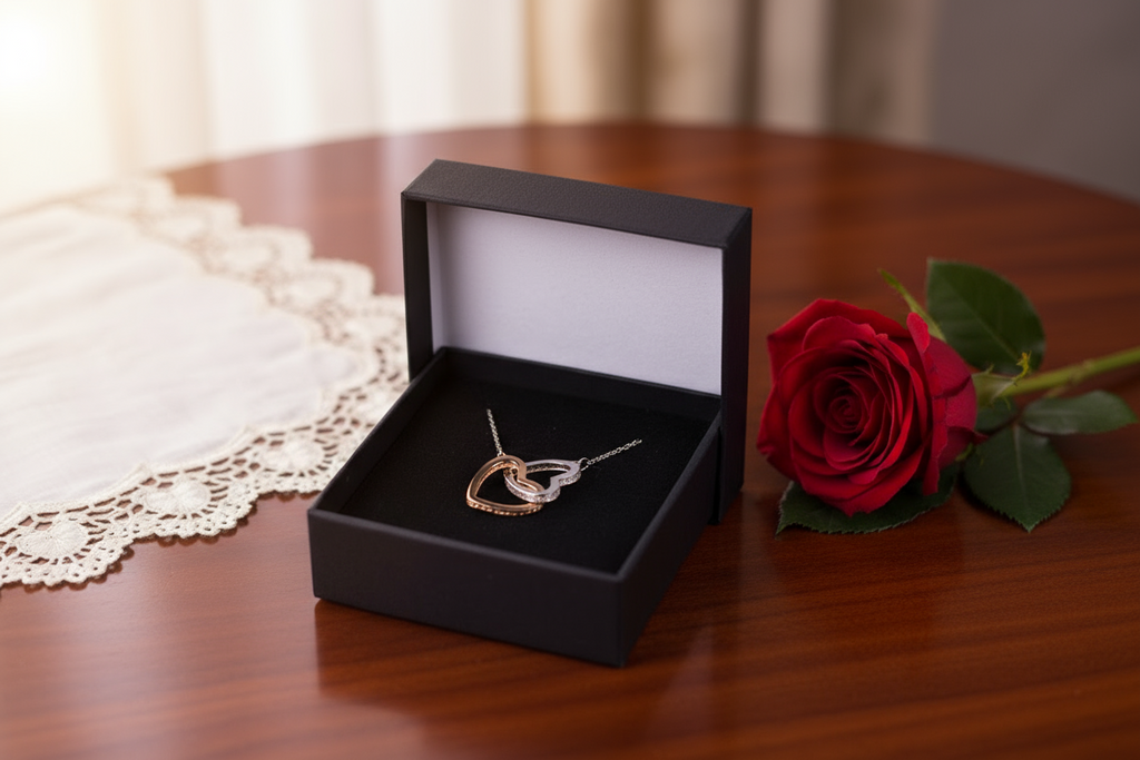 Titanix Ketting Dames – 925 Sterling Zilver – Dubbele Hartjes Rosé-Verguld – Tijdloze Verbondenheid