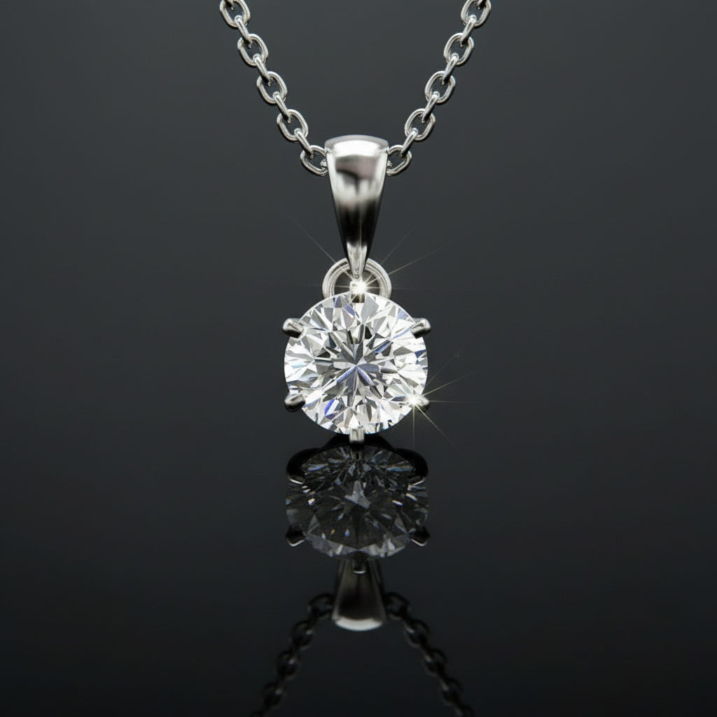 1 karaat moissanite (lab diamant) ketting | 925 sterling Zilver, 18k witgoud­verguld