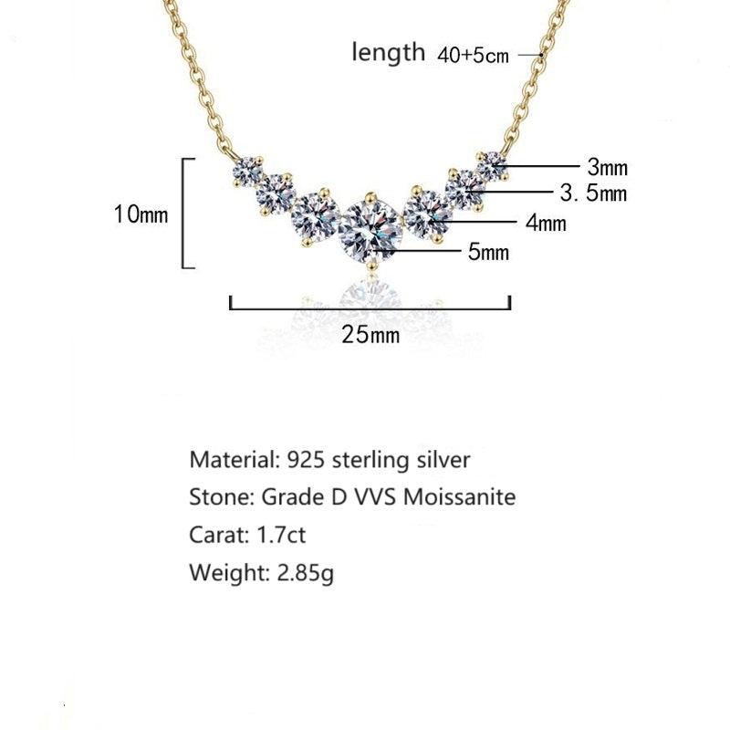 Titanix 925 Sterling zilver 18k goud gecoate Ketting met 1.7 karaat Moissanites (lab diamanten) – Met GRA Certificaat