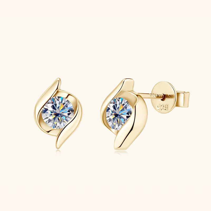 Titanix sieradenset – 2 karaat moissanite (lab diamant) – ketting + oorbellen | 925 sterling zilver, 18k goudverguld | met GRA-certificaat