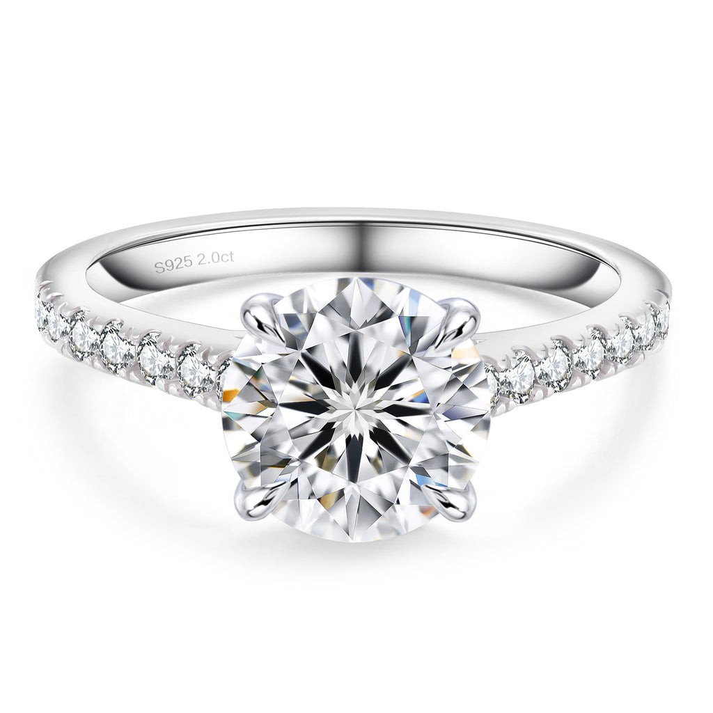 1 karaat moissanite (lab diamant) ring | 925 sterling zilver en witgoud verguld | Maat 17.25 mm/54