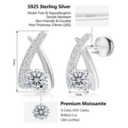 1 karaat moissanite (lab diamant) oorbellen | gekruist design, 925 sterling zilver, rhodiumverguld