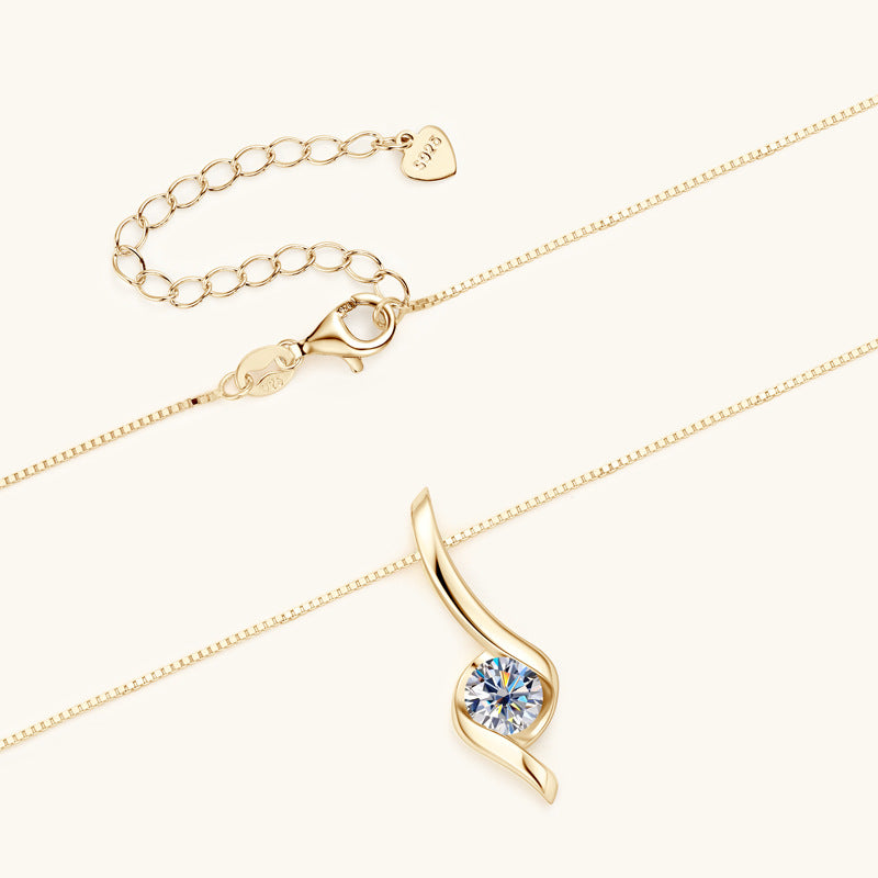 Titanix sieradenset – 2 karaat moissanite (lab diamant) – ketting + oorbellen | 925 sterling zilver, 18k goudverguld | met GRA-certificaat