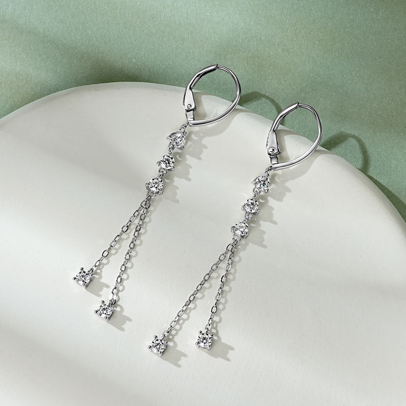 Titanix chain oorbellen – 1 karaat moissanite (lab diamant) – 925 sterling zilver, witgoudverguld | met GRA-certificaat