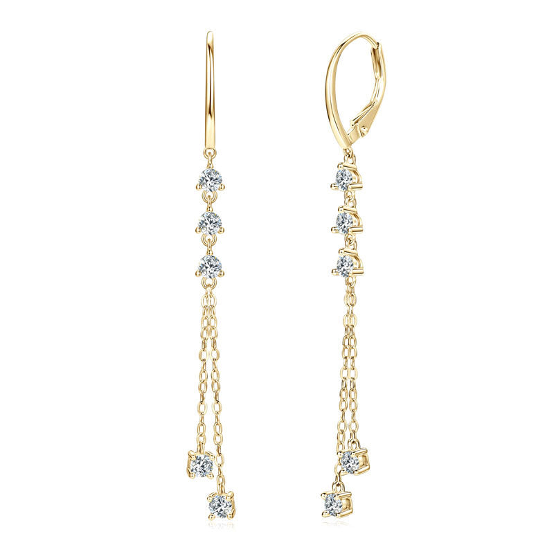 Titanix chain oorbellen – 1 karaat moissanite (lab diamant) – 925 sterling zilver, 18k goudverguld | met GRA-certificaat