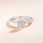 1 karaat moissanite (lab diamant) ring | 925 sterling zilver en witgoud verguld | Maat 17.25 mm/54