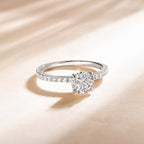 1 karaat moissanite (lab diamant) ring | 925 sterling zilver en witgoud verguld | Maat 17.25 mm/54