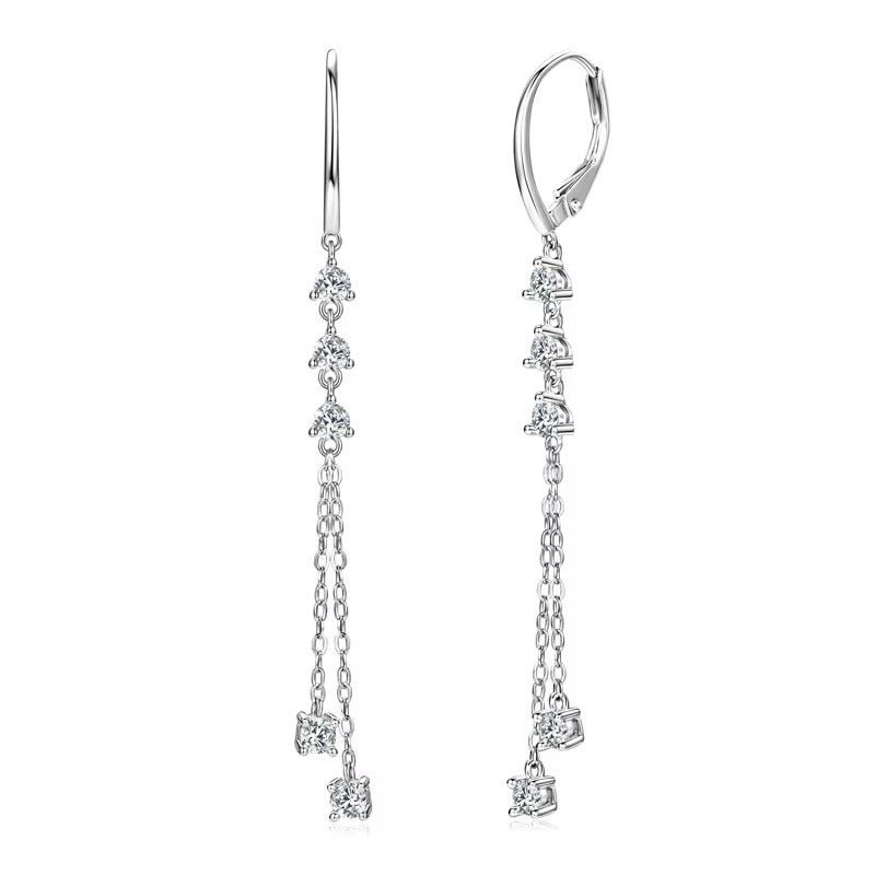 Titanix chain oorbellen – 1 karaat moissanite (lab diamant) – 925 sterling zilver, witgoudverguld | met GRA-certificaat