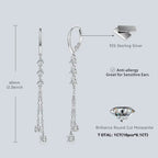 Titanix chain oorbellen – 1 karaat moissanite (lab diamant) – 925 sterling zilver, witgoudverguld | met GRA-certificaat