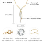 1.26 Karaat Moissanite (Lab-Diamant) | 925 Sterling Zilver, 18k goudverguld, met 44 stenen
