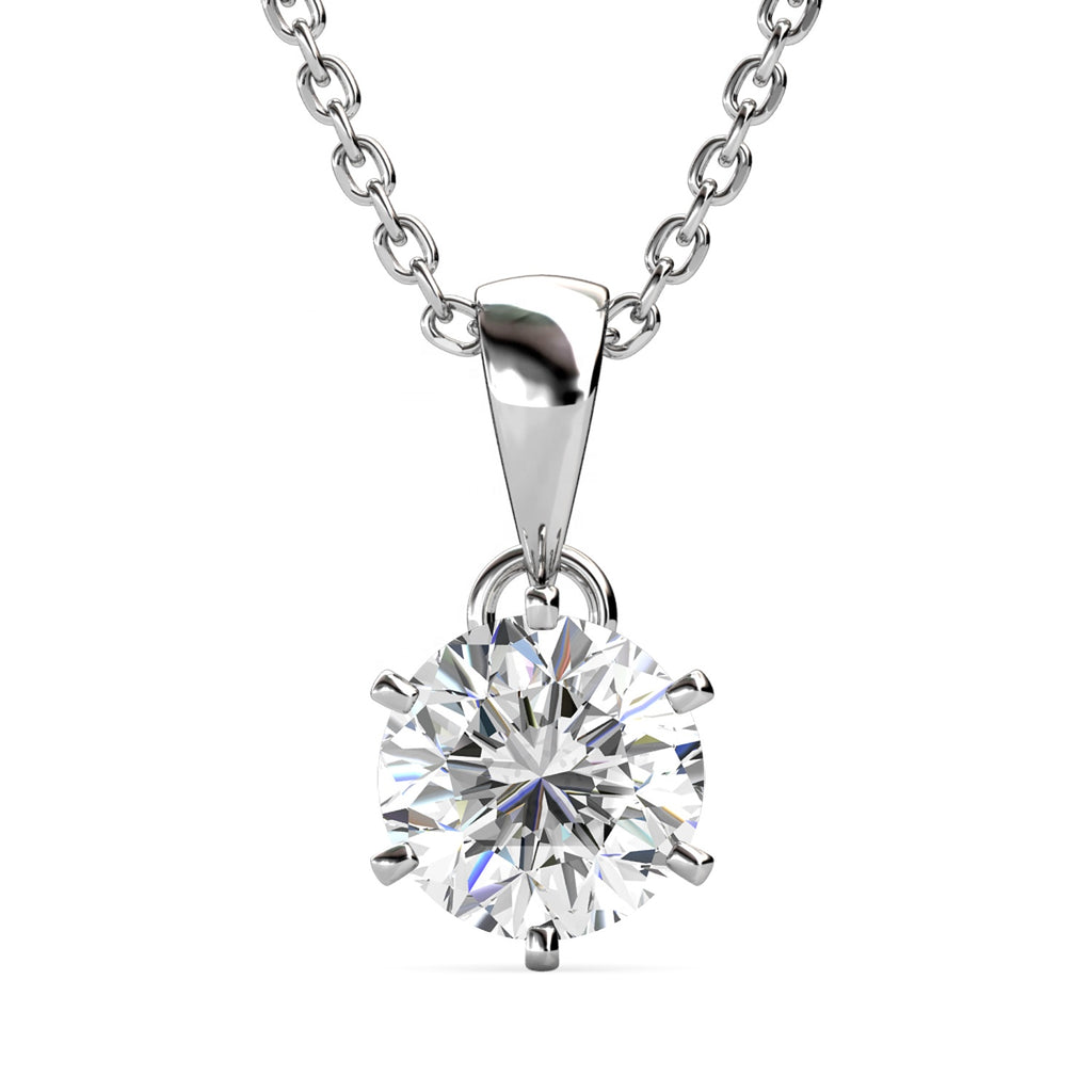Titanix Ketting Dames – 925 Sterling Zilver, 18k Witgoud­verguld – 1 Karaat Moissanite (Lab-Diamant) met GRA-Certificaat – Mooie Elegante Ketting