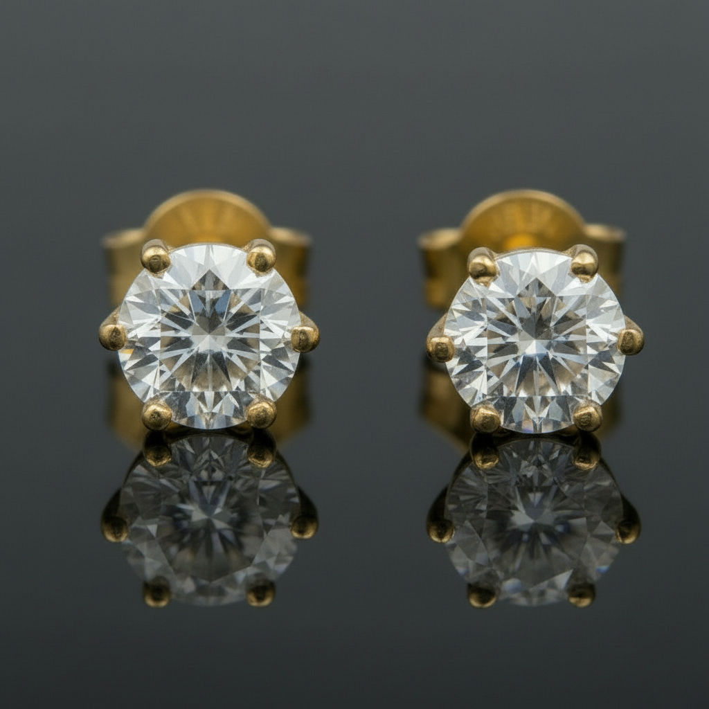 1 karaat moissanite (lab diamant) oorbellen | 925 sterling Zilver, 18k goud­verguld