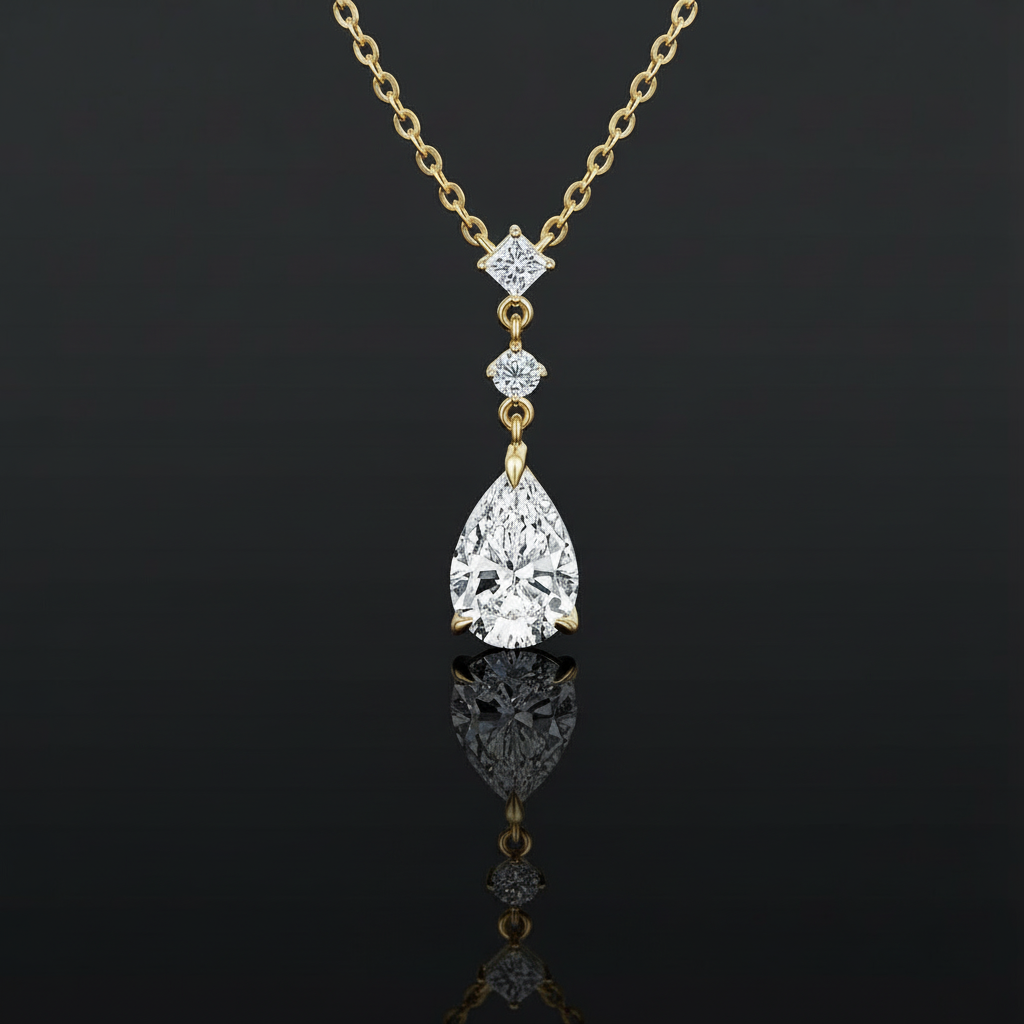 2 karaat moissanite (lab diamant) ketting | 925 sterling Zilver en 18k goudverguld