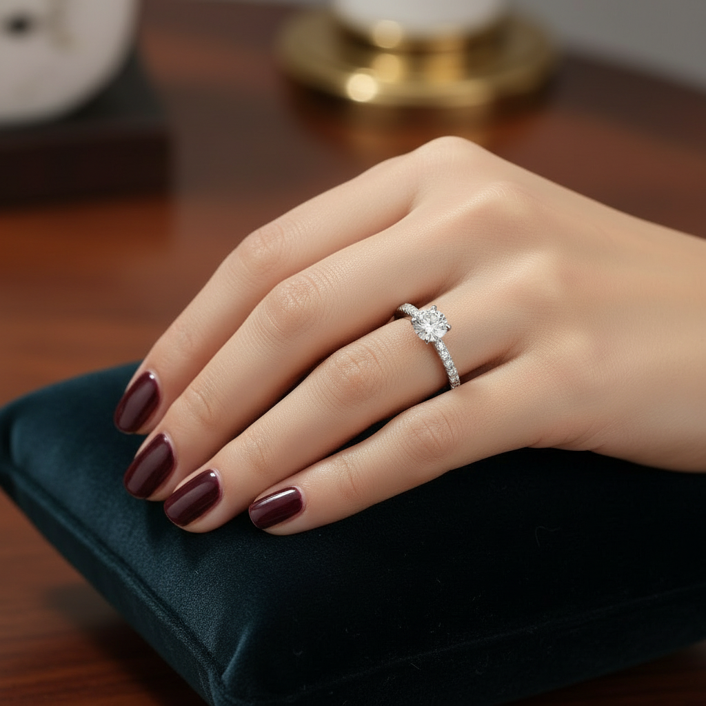 1 karaat moissanite (lab diamant) ring | 925 sterling zilver en witgoud verguld | Maat 17.25 mm/54