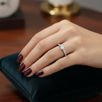 1 karaat moissanite (lab diamant) ring | 925 sterling zilver en witgoud verguld | Maat 17.25 mm/54