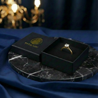 1 karaat moissanite (lab diamant) ring | 925 sterling zilver en 18K goud verguld | Maat  17.25 mm/54