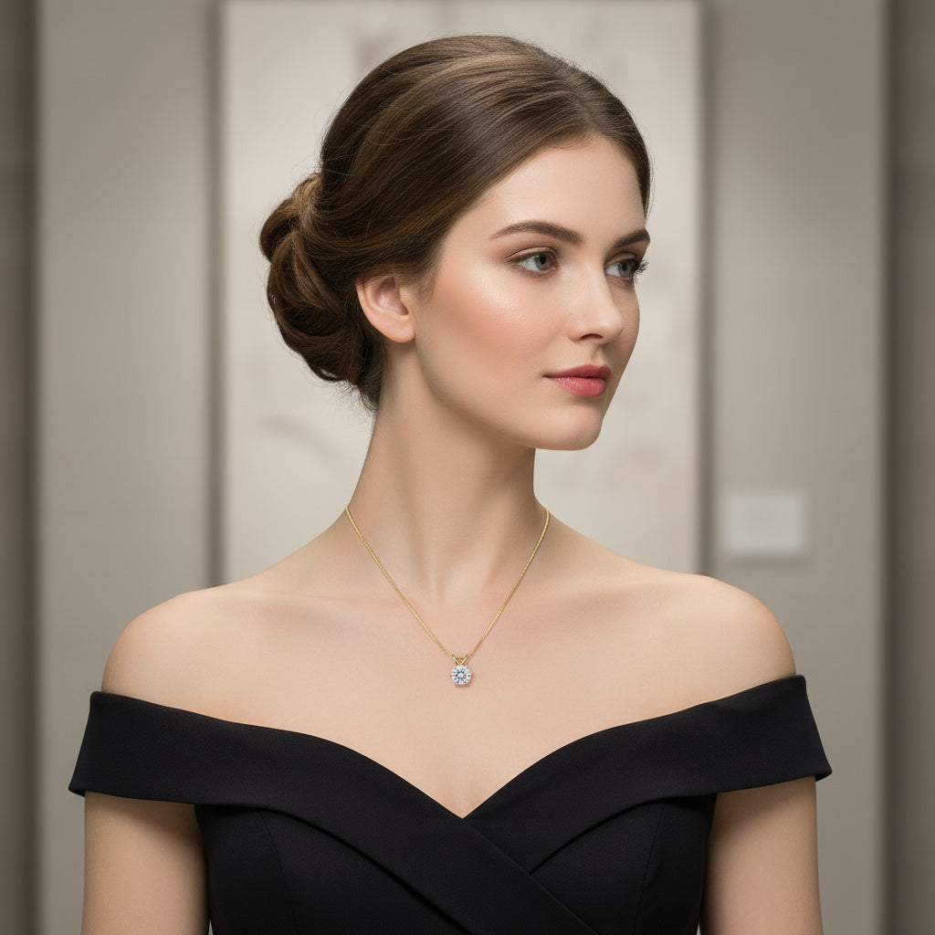 Titanix 925 Sterling zilver 18k goud gecoate Ketting met 3 karaat Moissanite (lab diamant) – Met GRA Certificaat