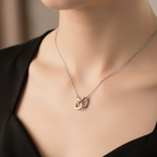 Titanix Ketting Dames – 925 Sterling Zilver – Dubbele Hartjes Rosé-Verguld – Tijdloze Verbondenheid