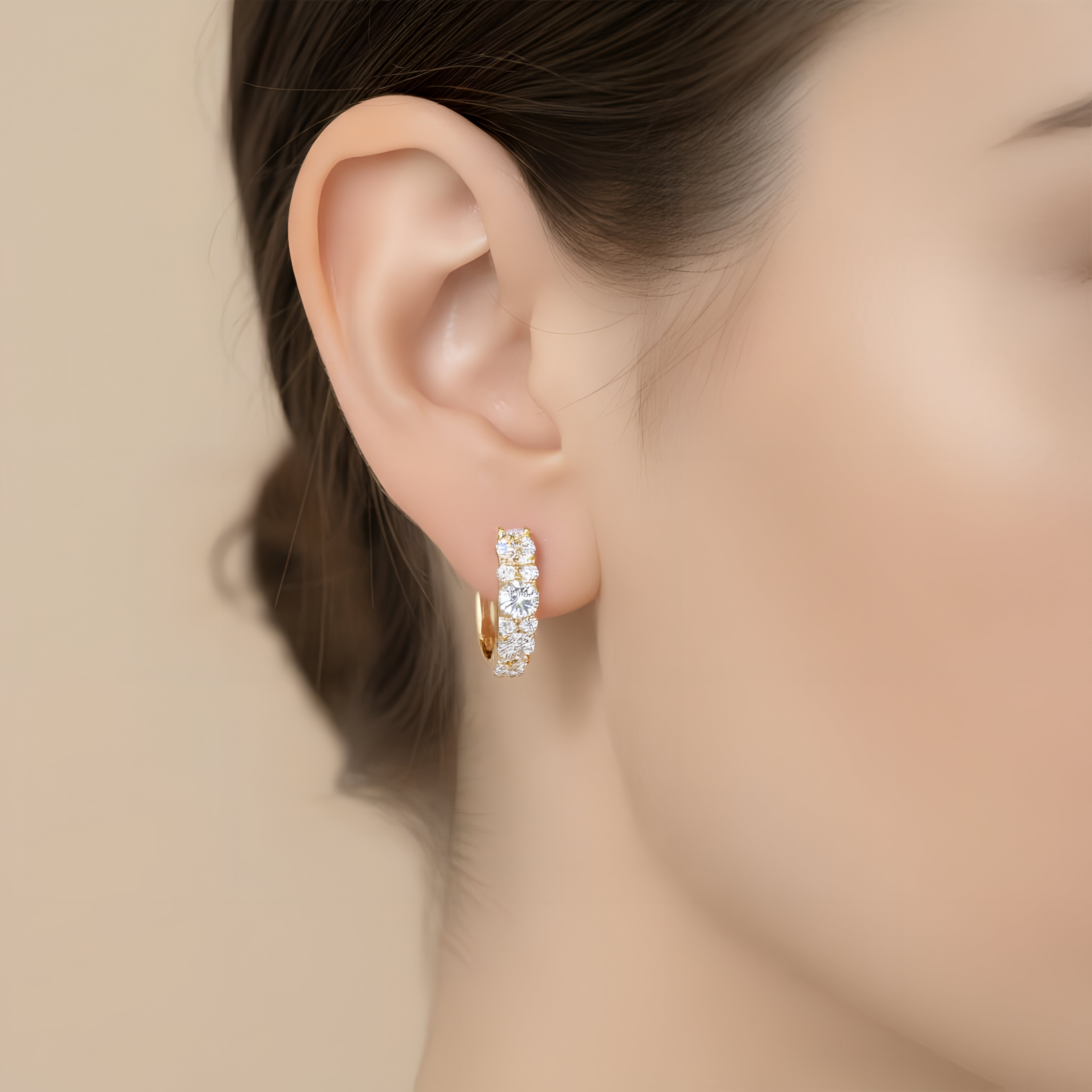 Titanix Oorbellen Dames – 925 Sterling Zilver, 18k Goudverguld – 2,76 Karaat Moissanite (Lab-Diamant) met GRA-Certificaat – Luxe Hoops Oorbellen