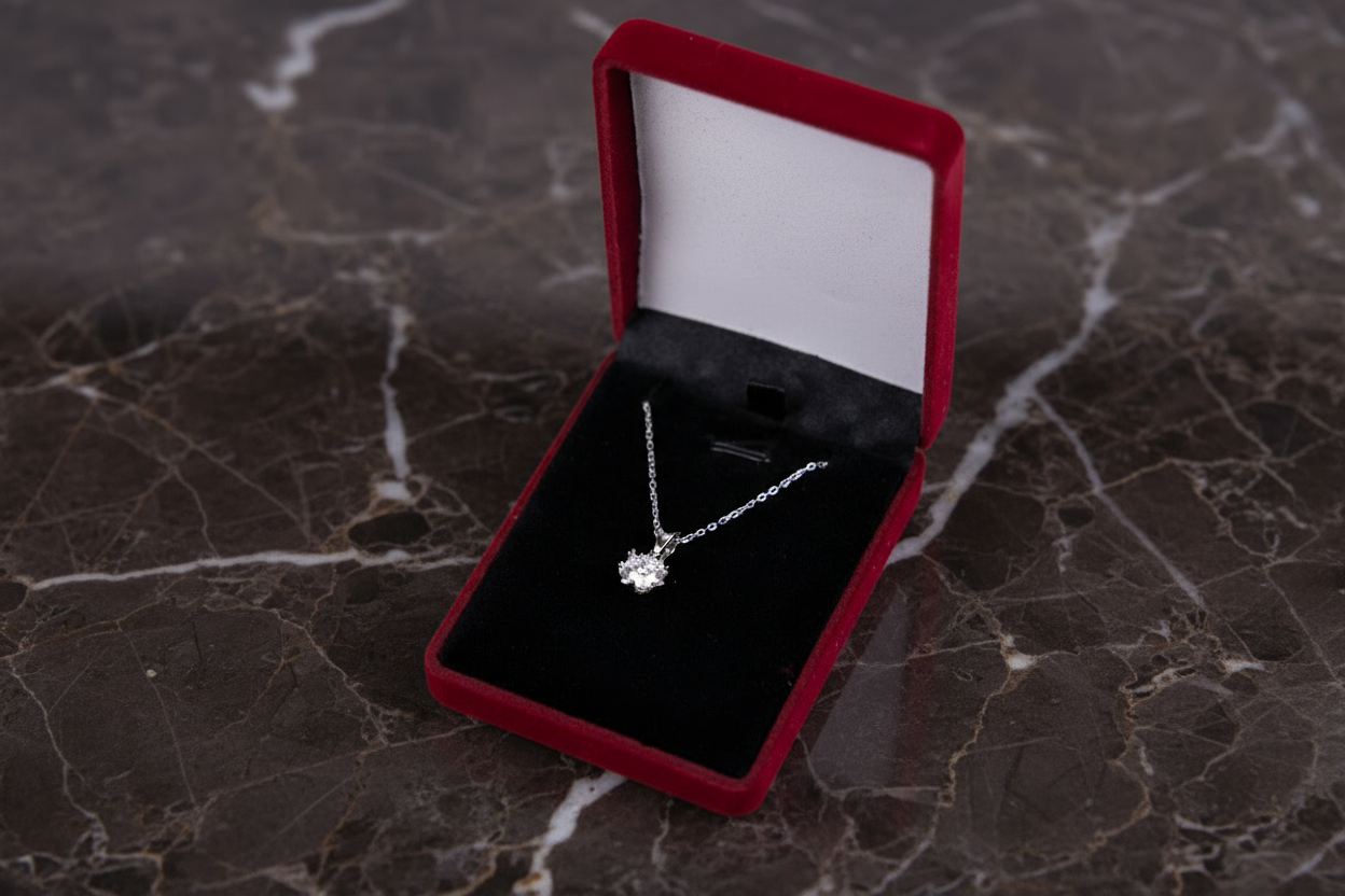 Titanix Ketting Dames – 925 Sterling Zilver, 18k Witgoud­verguld – 1 Karaat Moissanite (Lab-Diamant) met GRA-Certificaat – Mooie Elegante Ketting