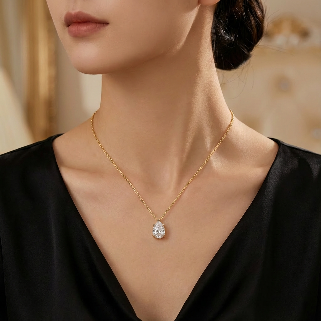 5 karaat moissanite (lab diamant) ketting | 925 sterling Zilver en 18k goudverguld