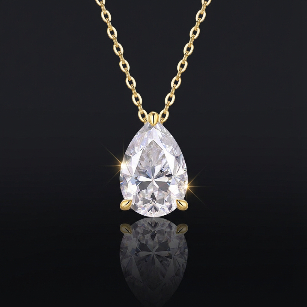 5 karaat moissanite (lab diamant) ketting | 925 sterling Zilver en 18k goudverguld