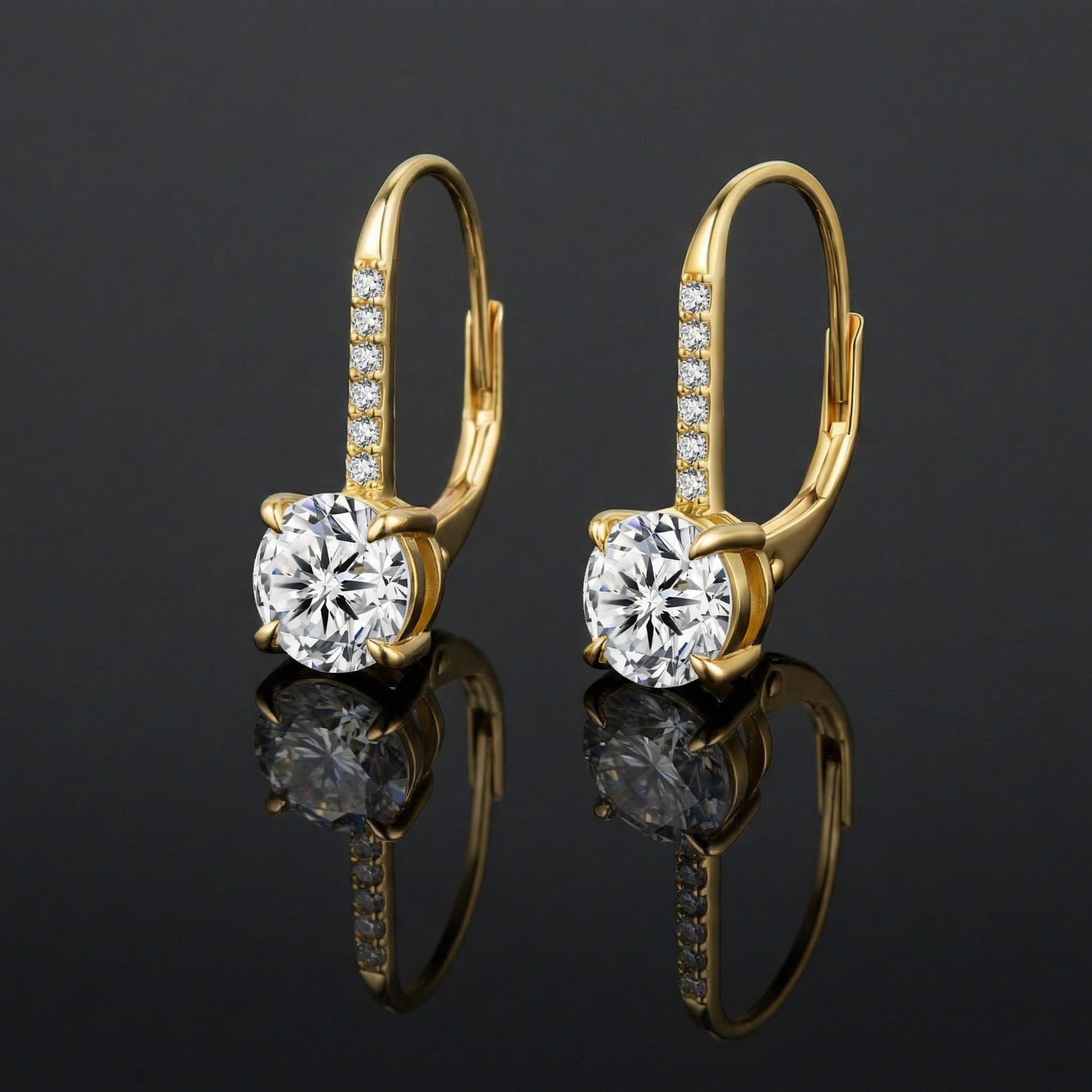 2,0 karaat moissanite (lab diamant) oorbellen | 925 sterling Zilver, 14k goudverguld