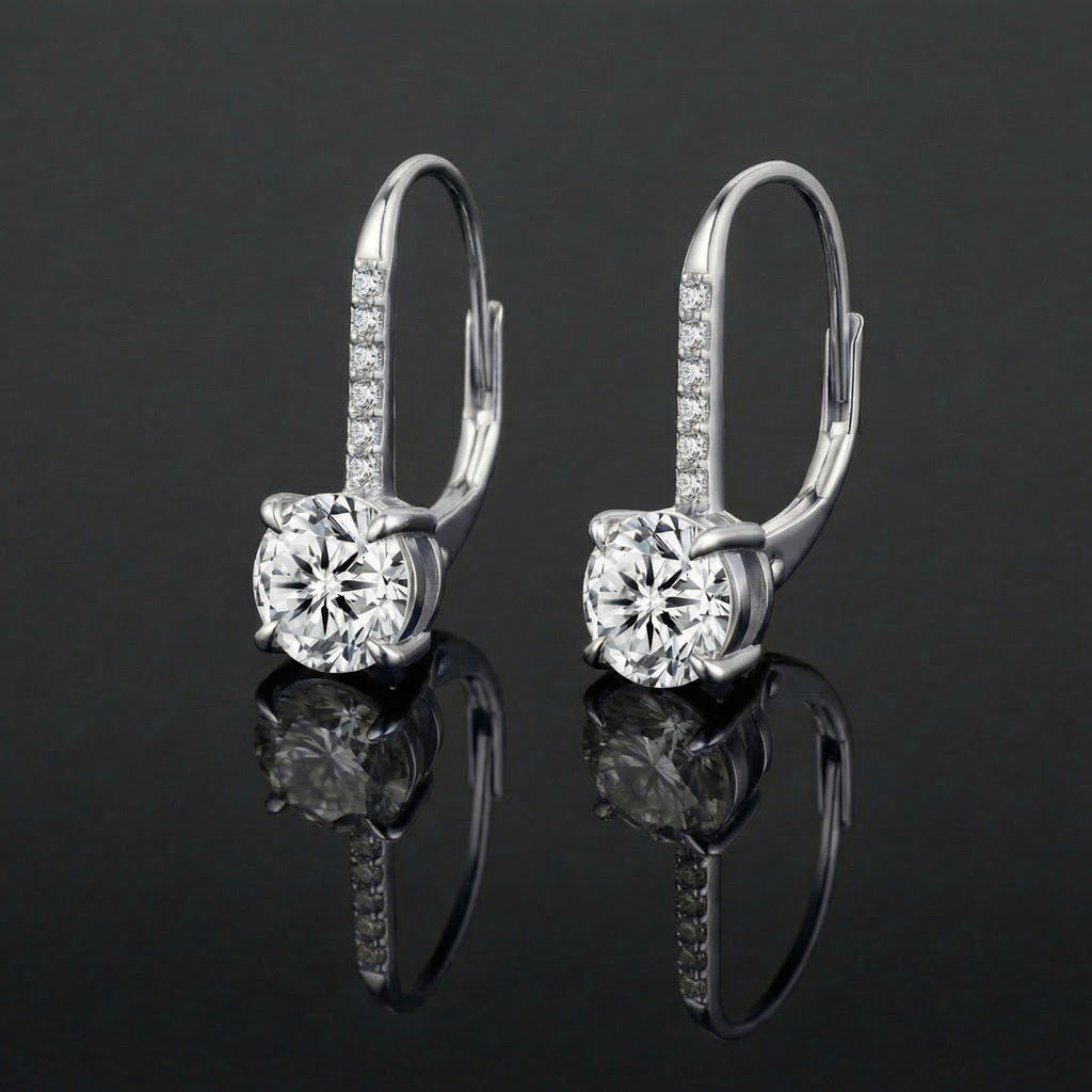 2,0 karaat moissanite (lab diamant) oorbellen | 925 sterling Zilver, 14k Witgoud verguld