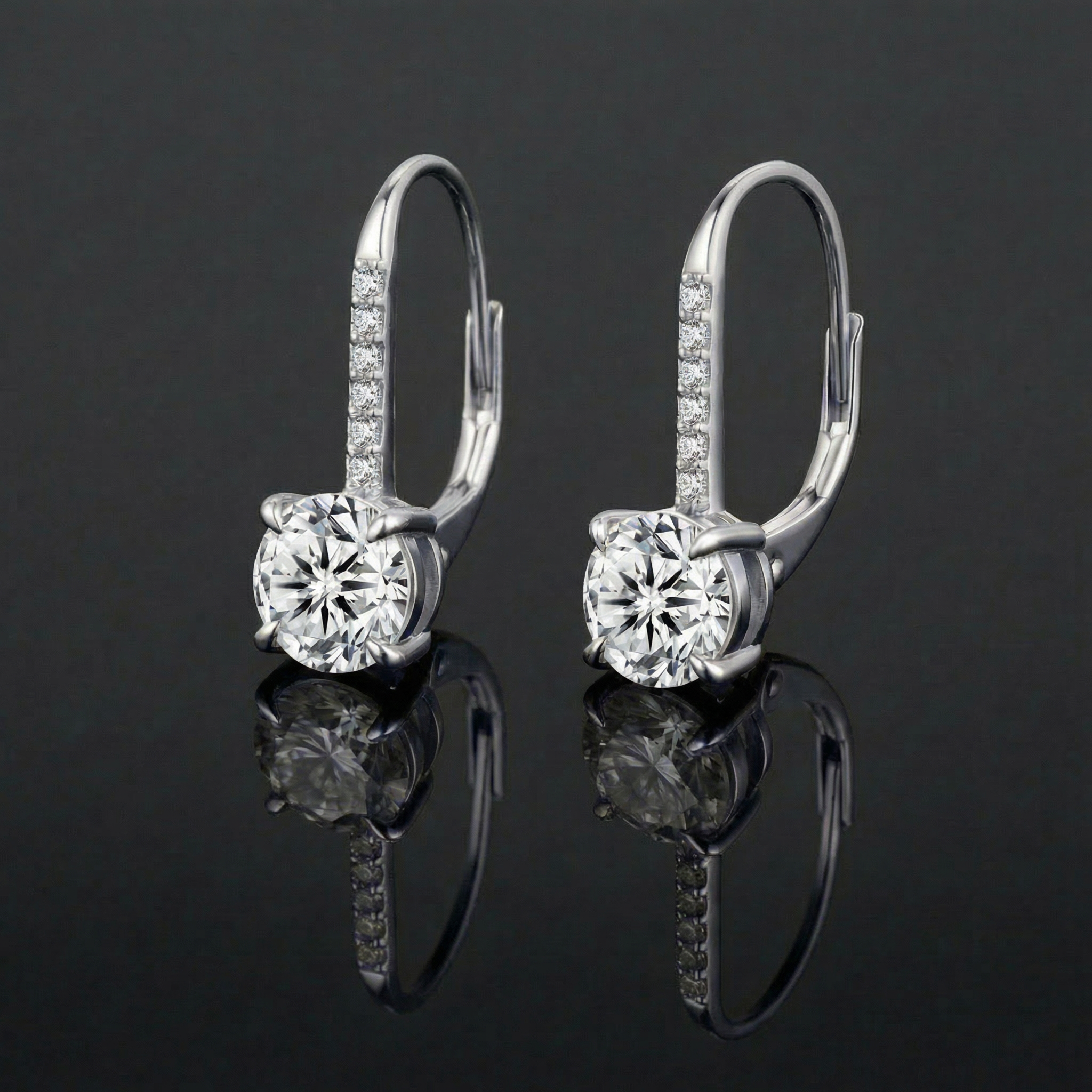 2,0 karaat moissanite (lab diamant) oorbellen | 925 sterling Zilver, 14k Witgoudv erguld toegevoegd