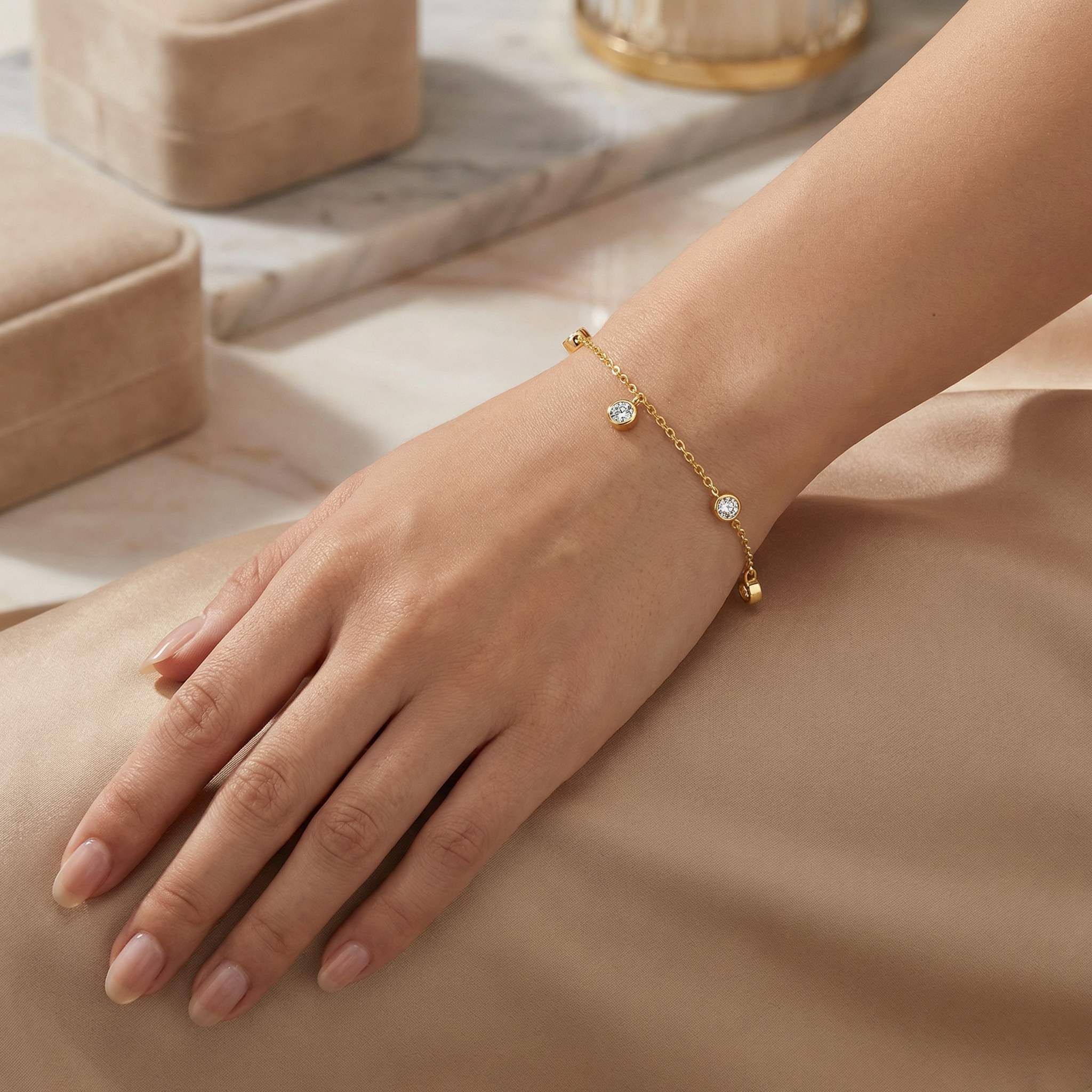 1.5 karaat moissanite (lab diamant) armband | 925 sterling Zilver, 18k Goud­verguld