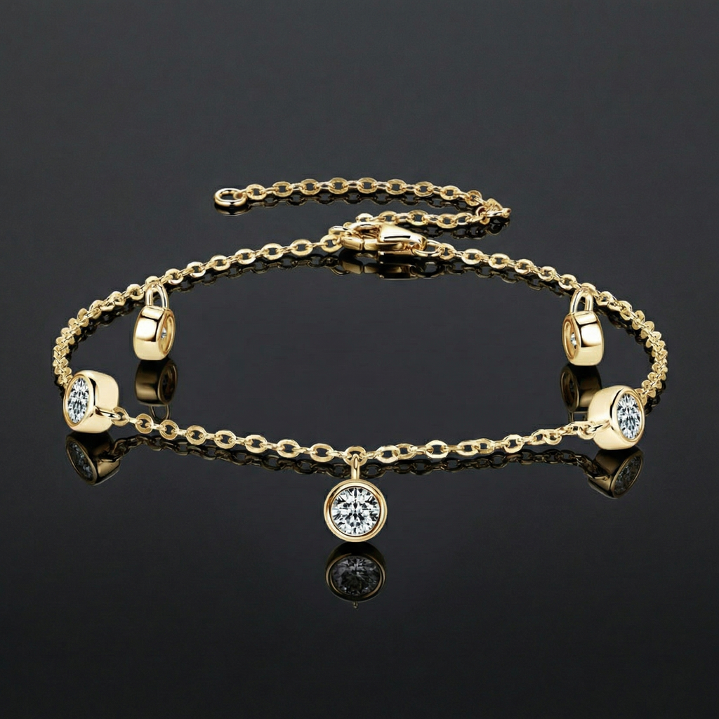 1.5 karaat moissanite (lab diamant) armband | 925 sterling Zilver, 18k Goud­verguld