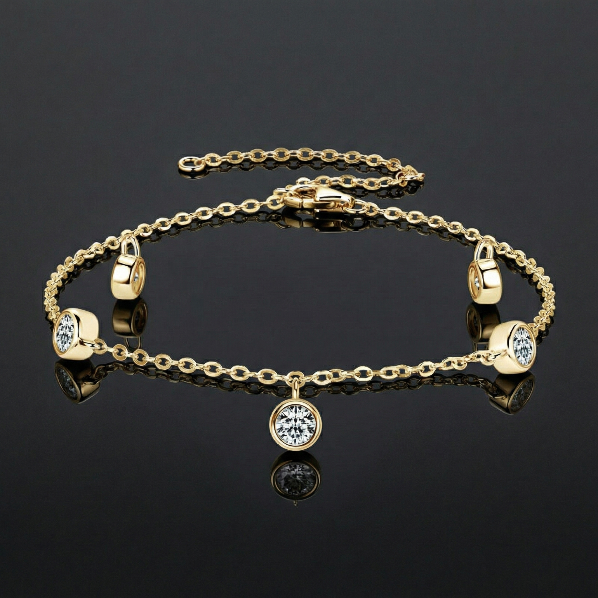 1.5 karaat moissanite (lab diamant) armband | 925 sterling Zilver, 18k Goud­verguld