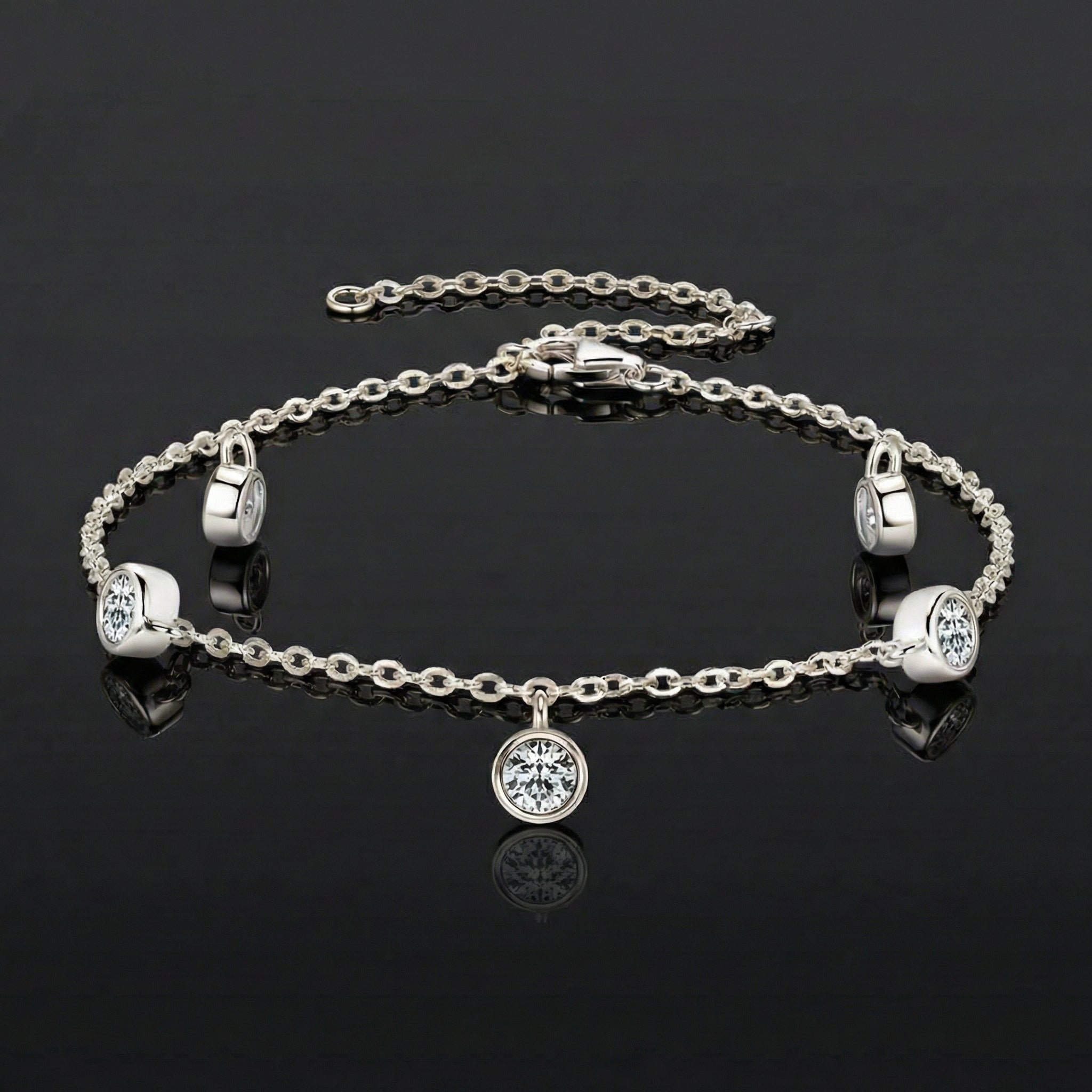 1.5 karaat moissanite (lab diamant) armband | 925 sterling Zilver, Witgoud ­verguld